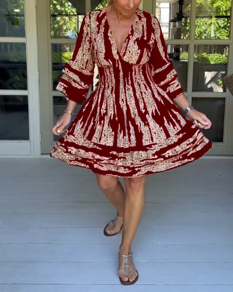 Helen | Textured Print Midi Dress – Flattering & Effortlessly Chic