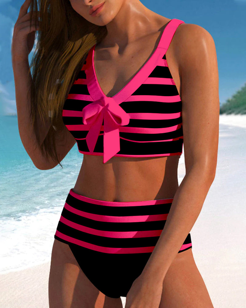 Regina | Striped High-Waisted Bikini
