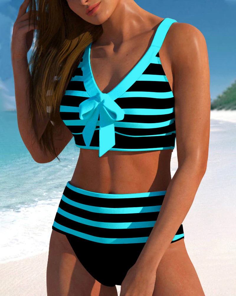 Regina | Striped High-Waisted Bikini