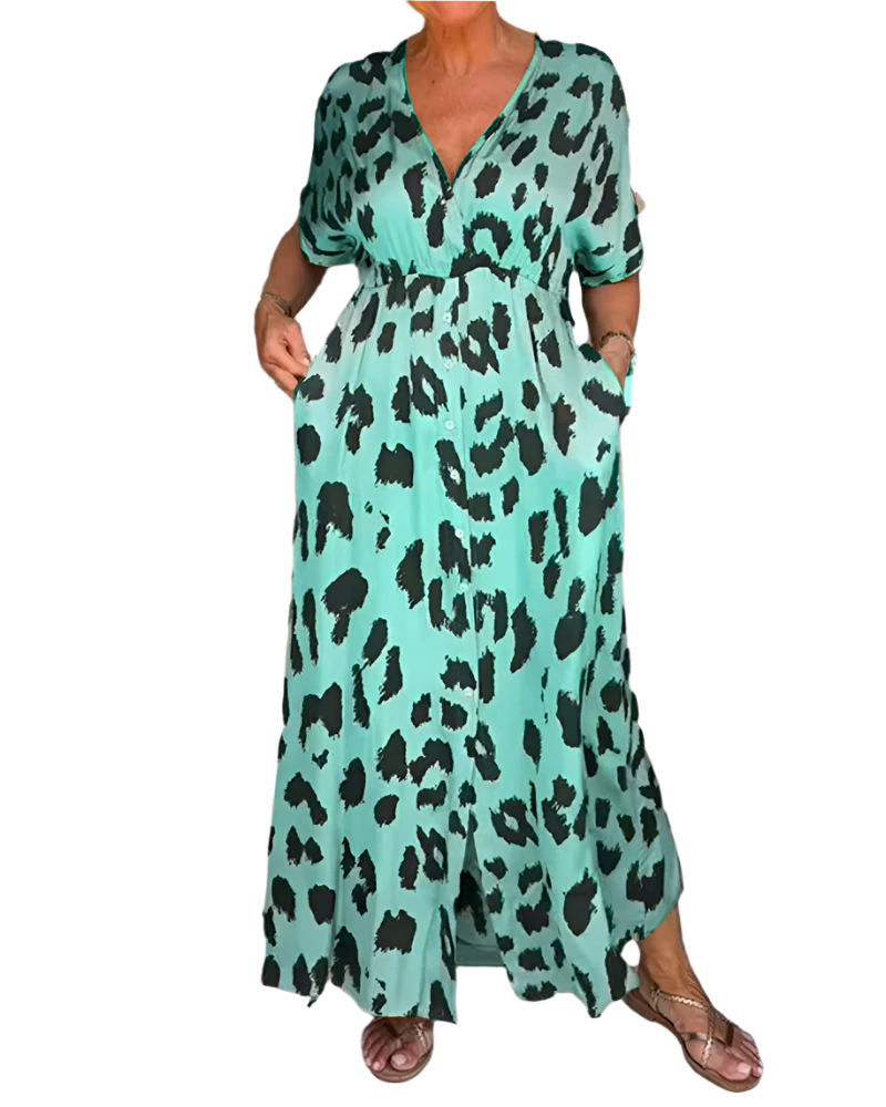 Mary | Boho Elegant Women's Dress with Leopard Print