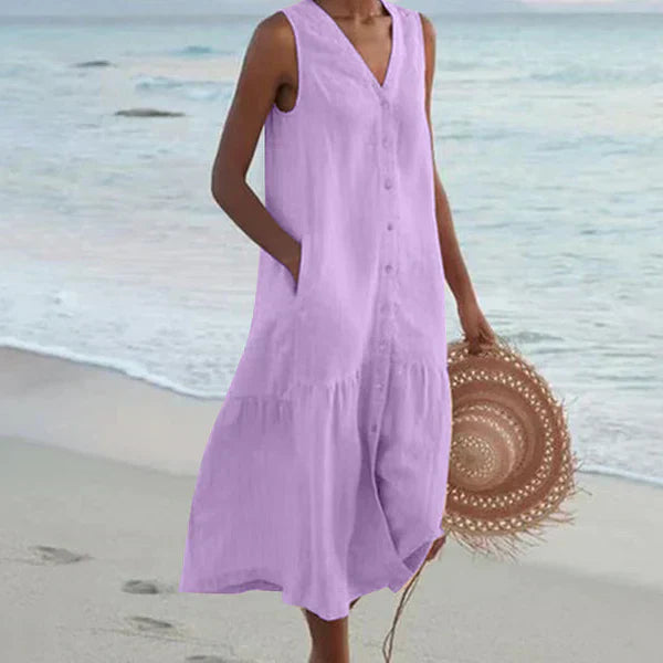 Luna | V-Neck Sleeveless Shirt Dress