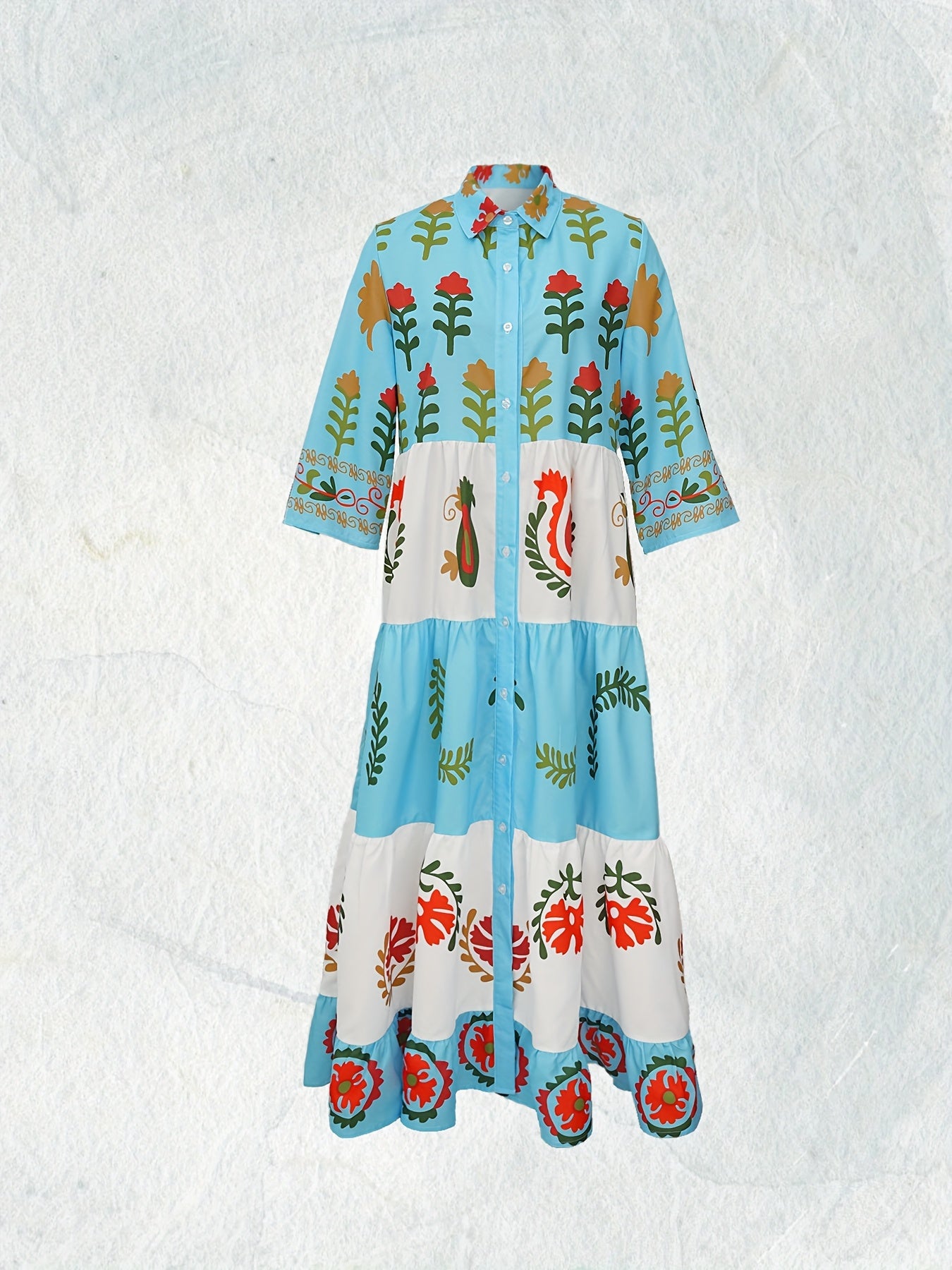 Isala | Graphic Floral Print Maxi Dress