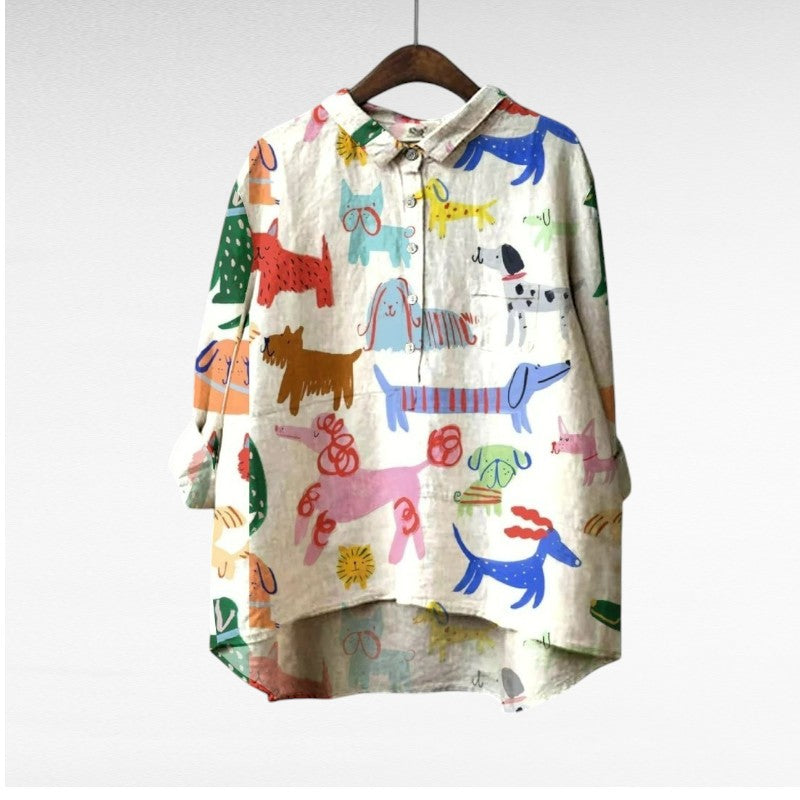 Amor® | Exclusive Women's Blouse with Dog Print