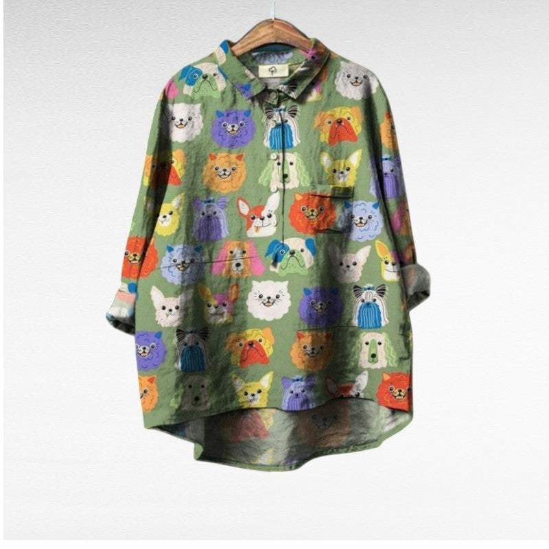 Amor® | Exclusive Women's Blouse with Dog Print