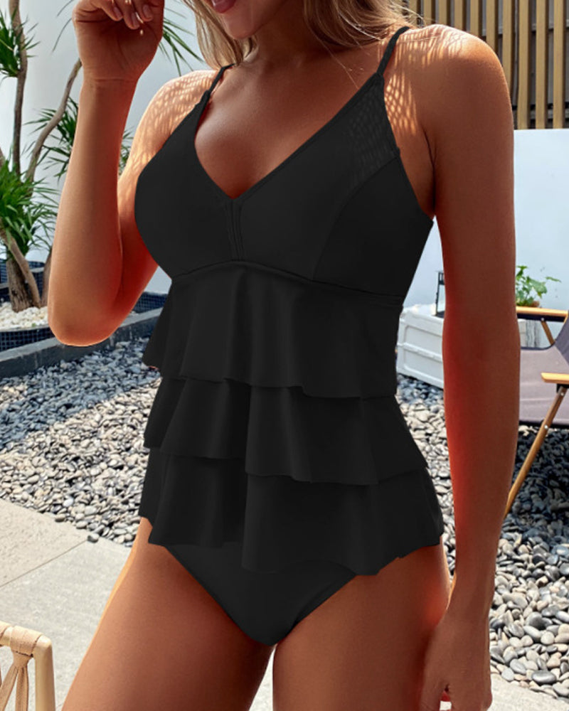 Helen | Solid Swimsuit with Stylish Ruffles