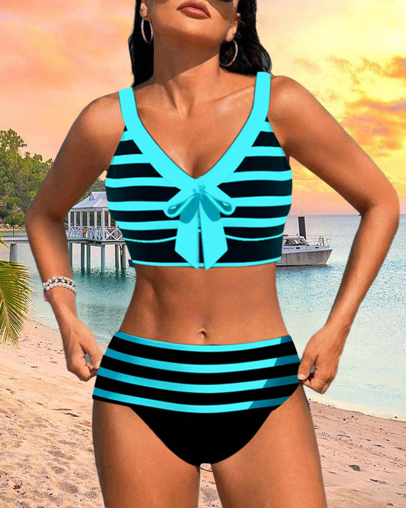 Regina | Striped High-Waisted Bikini