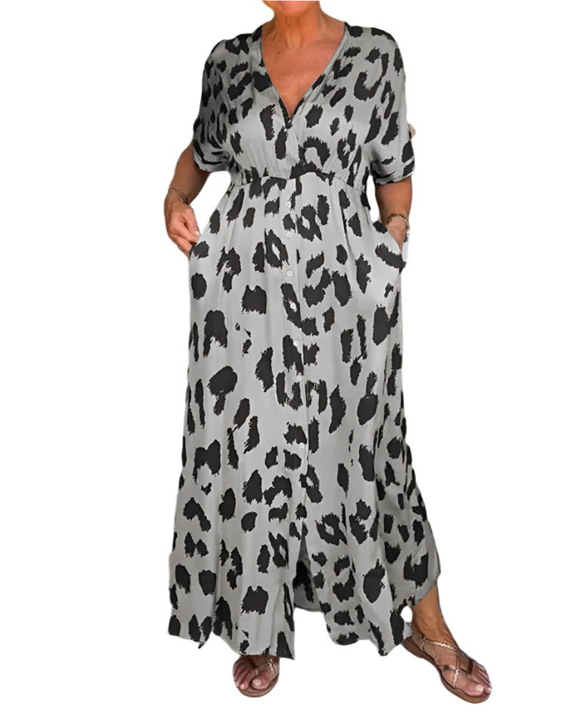 Mary | Boho Elegant Women's Dress with Leopard Print