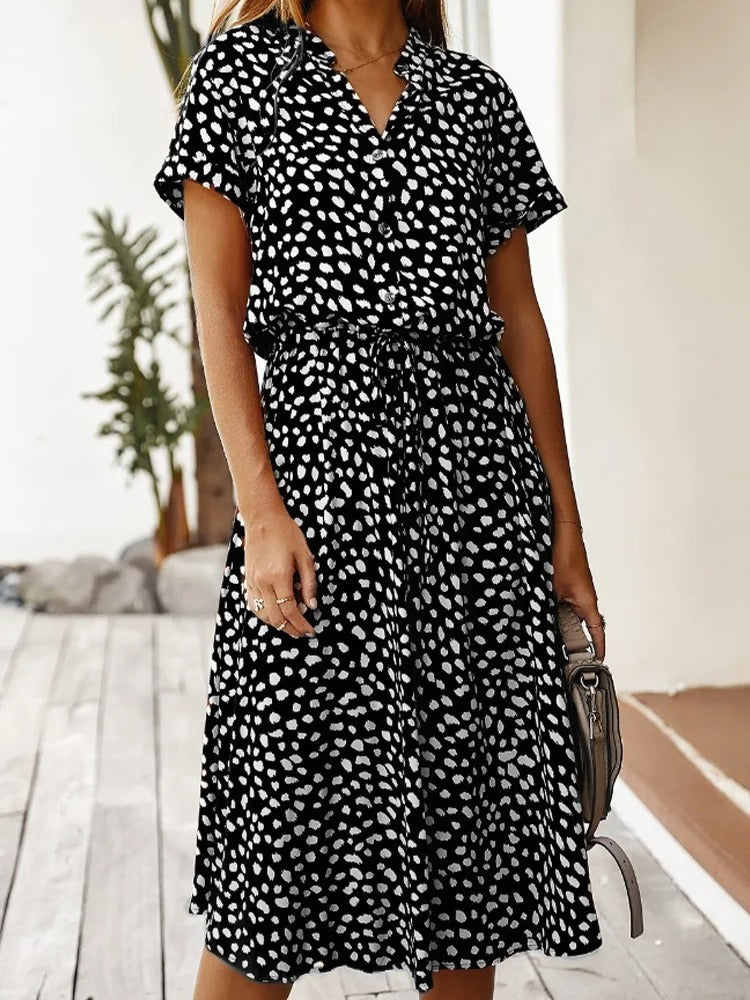 Louise | Button-Front Midi Dress – Soft, Relaxed & Effortless
