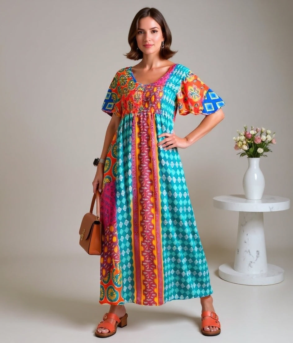 Clara | Timeless Bohemian Maxi Dress – Colourful & Flattering Design
