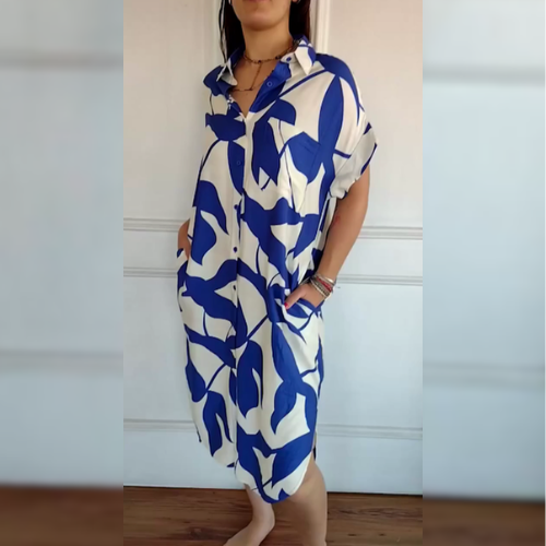 Debra | Elegant dress with abstract leaf pattern