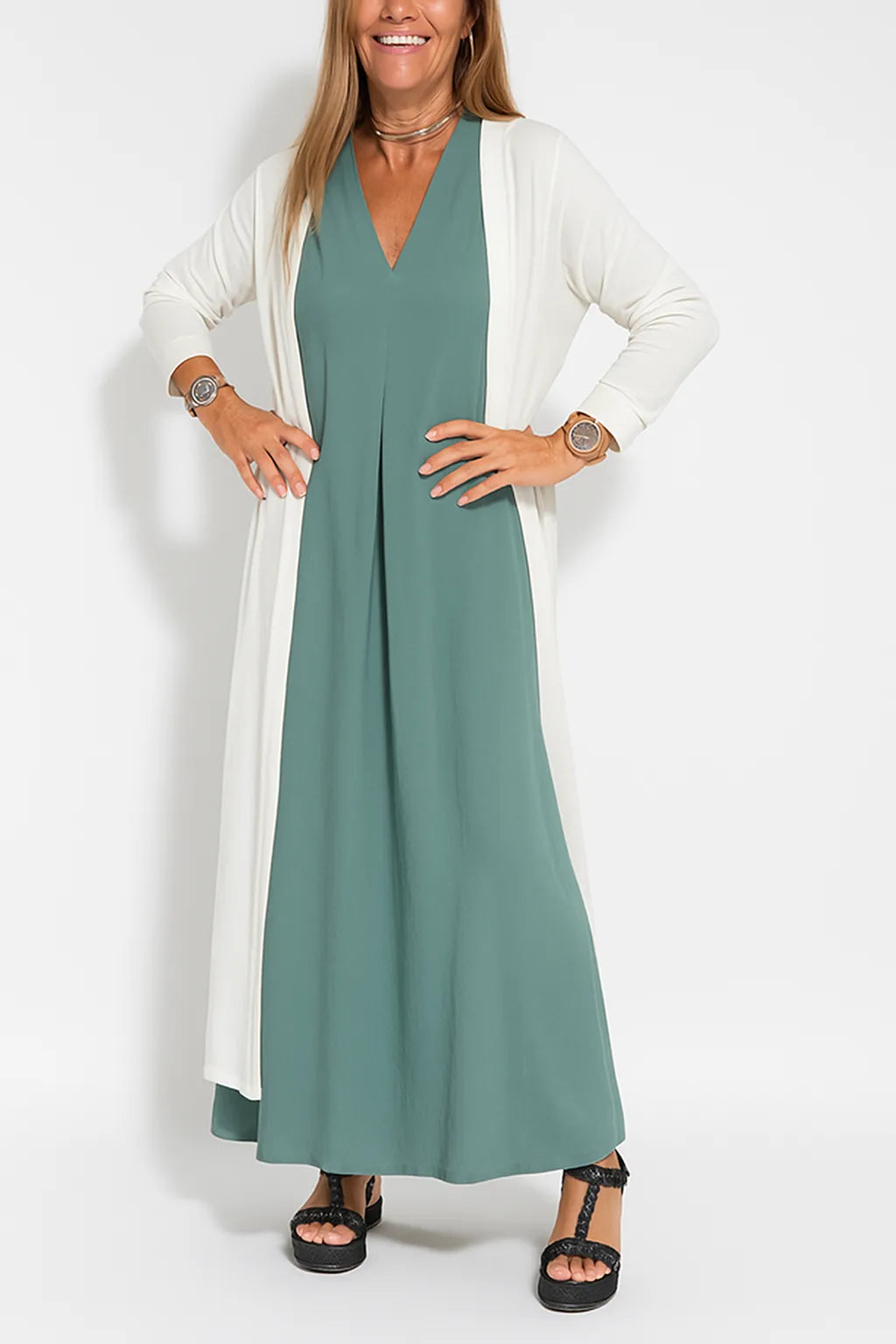 Susanne | Stylish Comfortable Maxi Dress + Free Cardigan