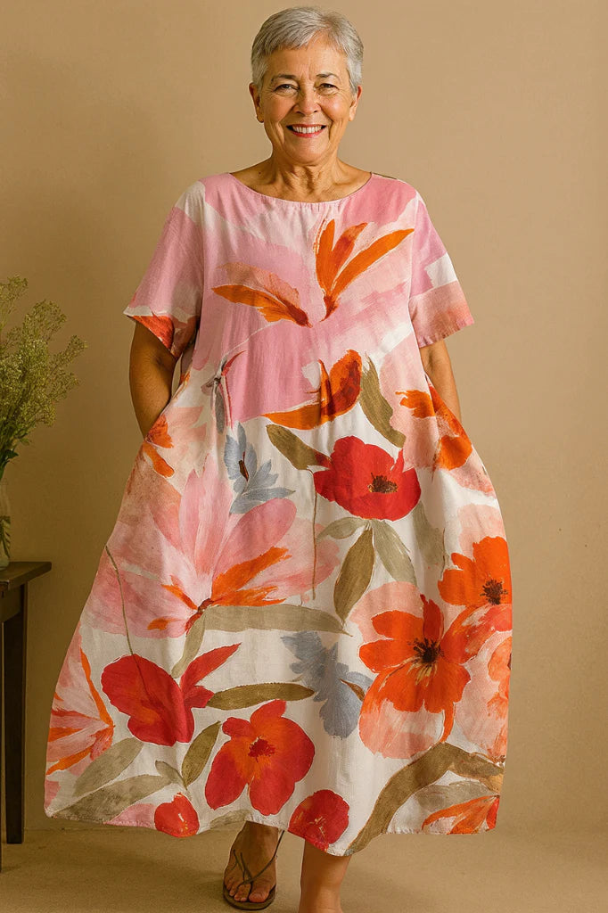 Dahlia | Elegant Floral Dress Airy, Colourful & Comfortable