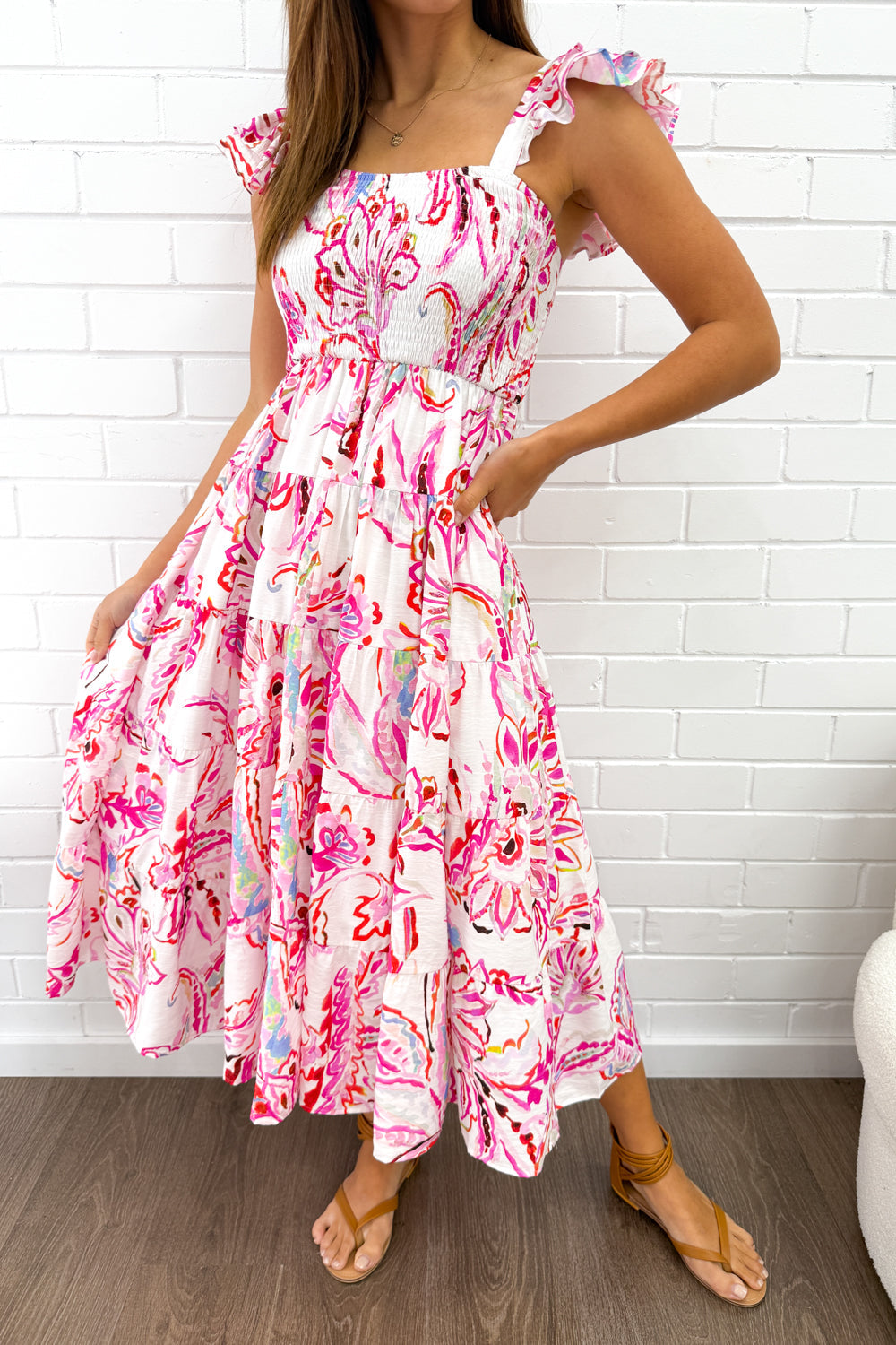 Lorraine | Pink Paisley Floral maxi dress