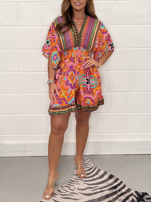 Denise | Bright Boho Print Playsuit – Fun, Flattering & Easy-Wear