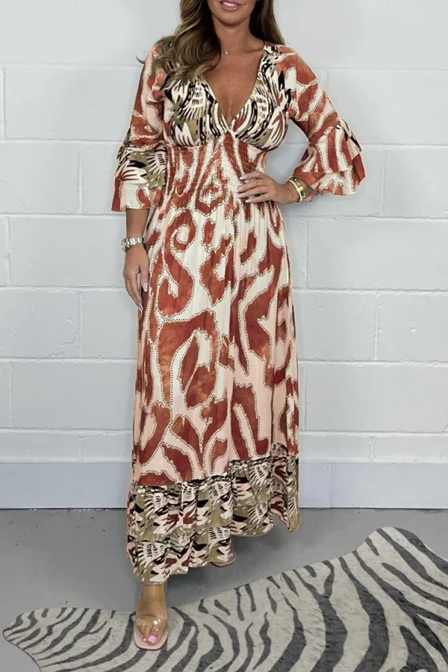 Vanessa | Safari Print Maxi Dress – Relaxed, Flowy & Elegant