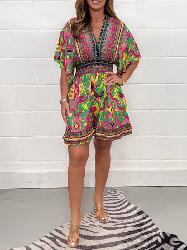 Denise | Bright Boho Print Playsuit – Fun, Flattering & Easy-Wear