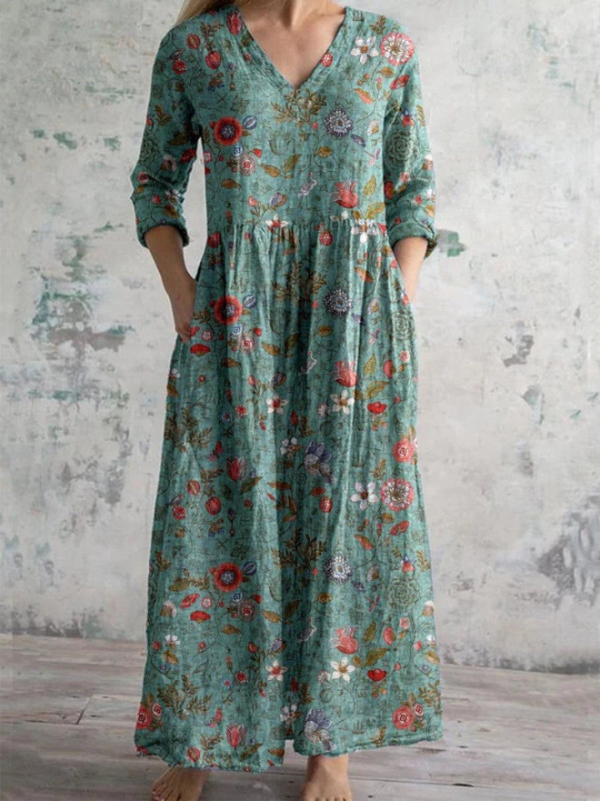 Judith | Long dress with vintage floral print