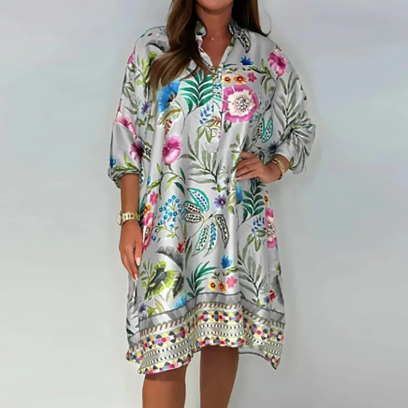Jane | Vibrant Floral Shirt Dress – Light, Flowy & Effortless