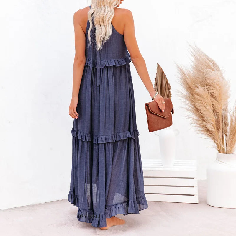 Janet | Chic Ruffle Trim Sleeveless Dress