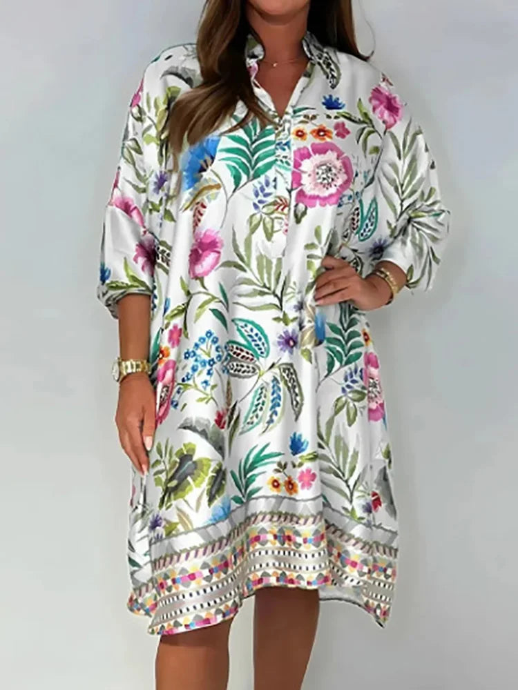 Jane | Vibrant Floral Shirt Dress – Light, Flowy & Effortless