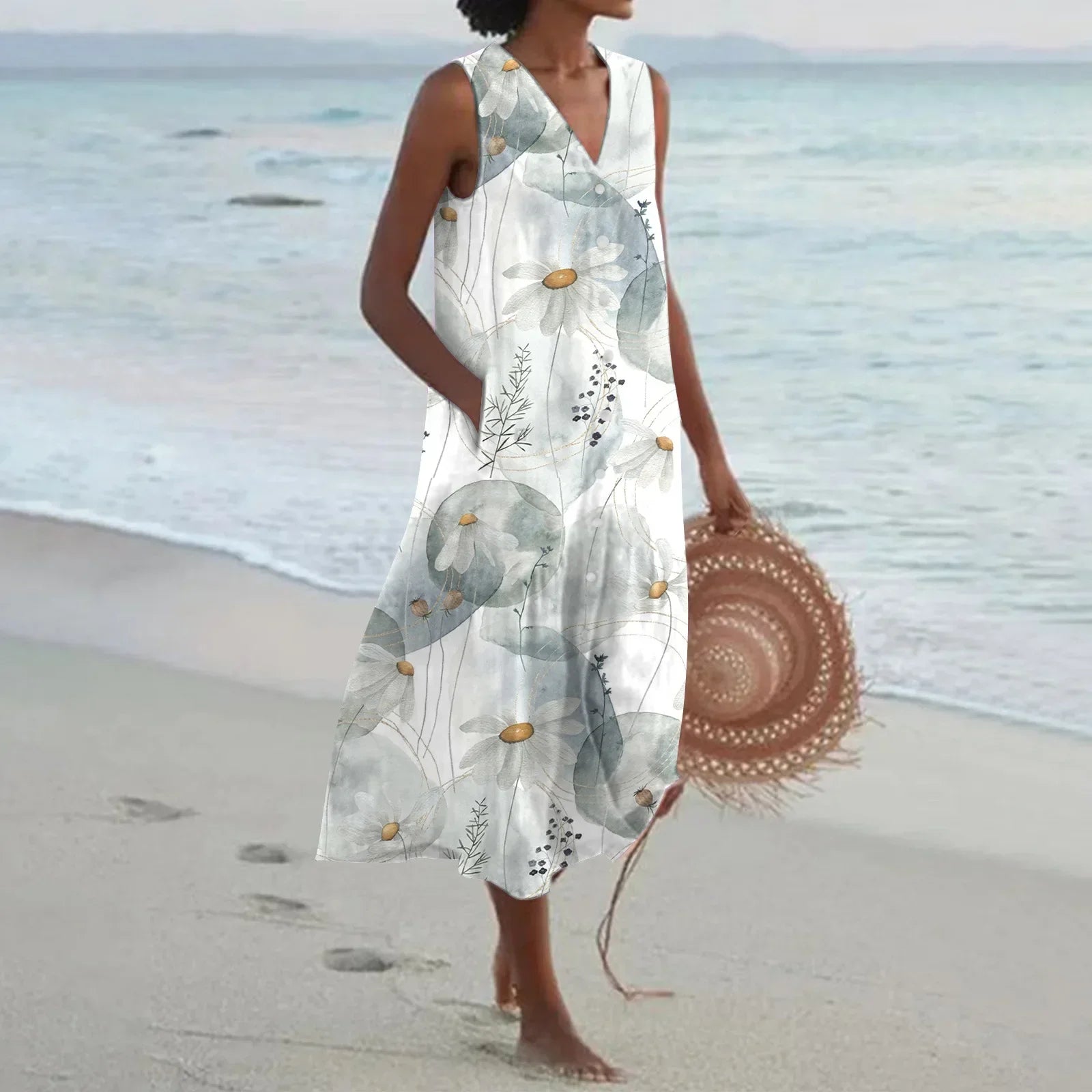 Giulia | Floral Print Flared Long Dress