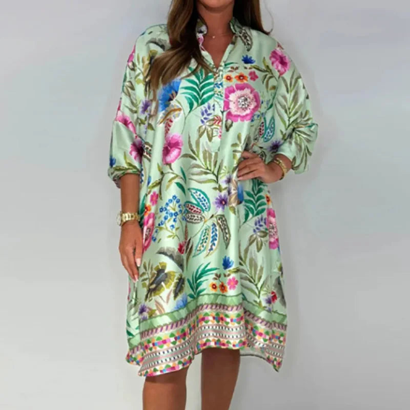 Jane | Vibrant Floral Shirt Dress – Light, Flowy & Effortless
