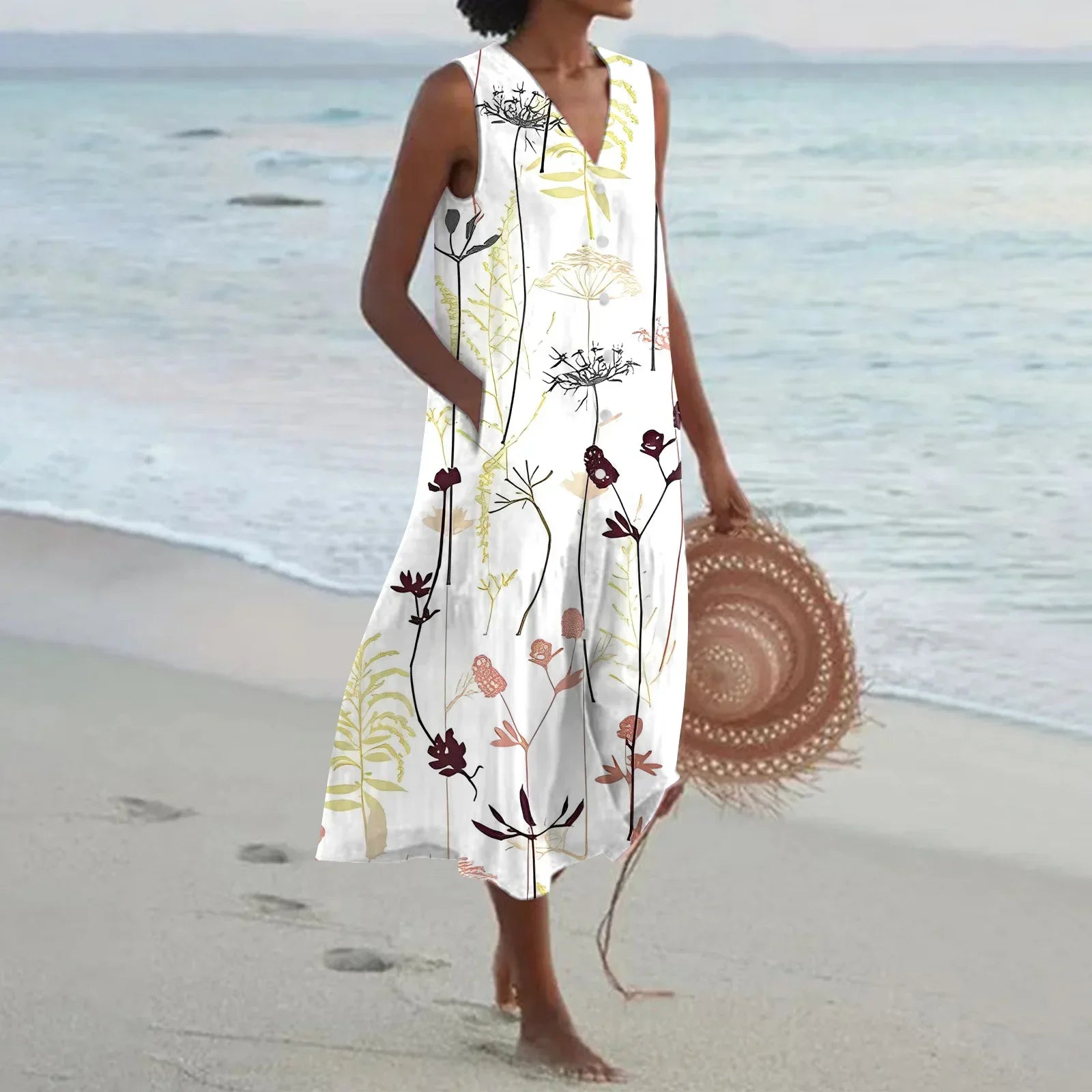 Giulia | Floral Print Flared Long Dress