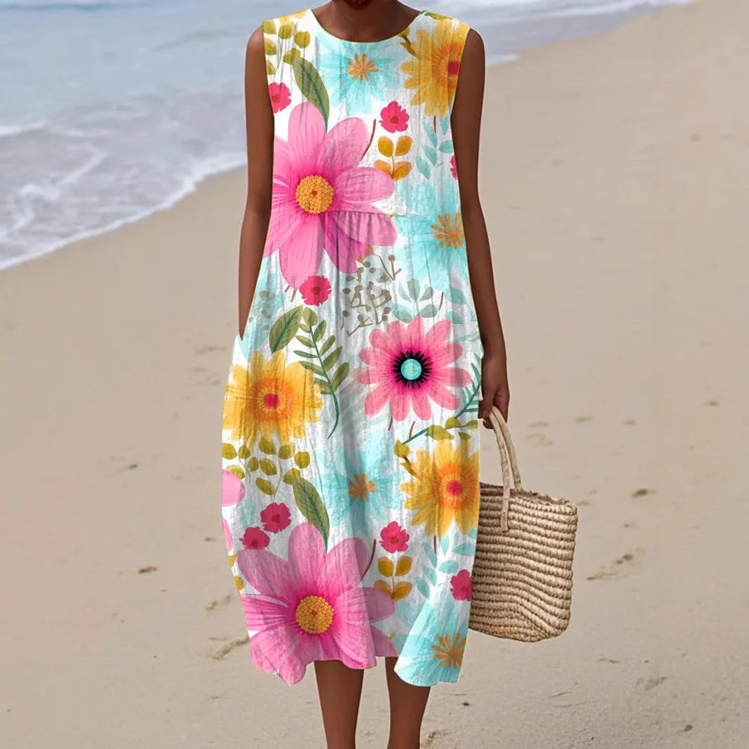 Adelina | Floral Patchwork Long Summer Dress