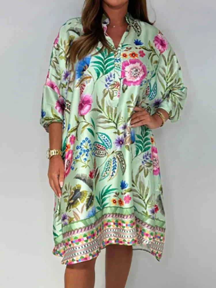 Jane | Vibrant Floral Shirt Dress – Light, Flowy & Effortless