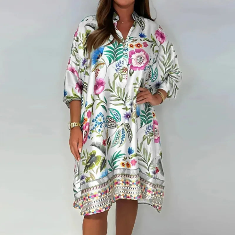 Jane | Vibrant Floral Shirt Dress – Light, Flowy & Effortless