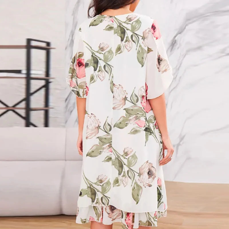 Kathy | Elegant Floral Chiffon Dress – Flowy, Feminine & Comfortable