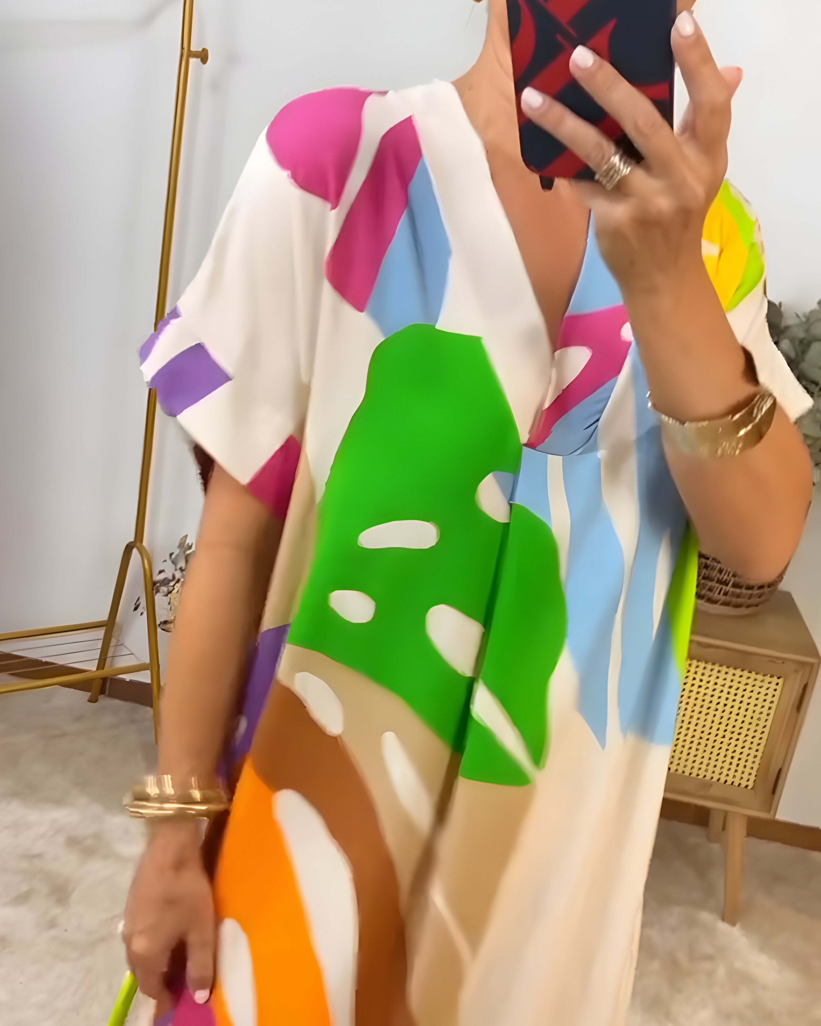 Linda | Casual Dress with Colorful Leaf Print