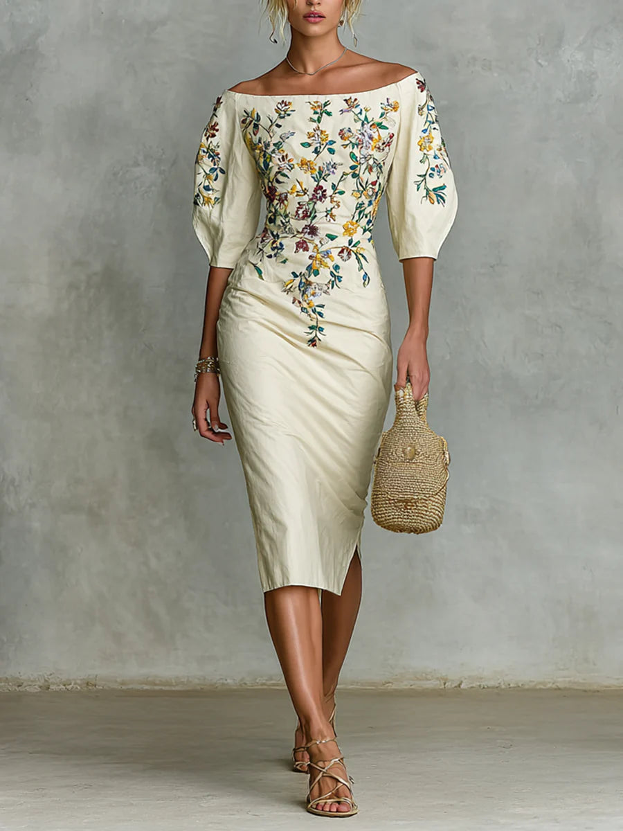 Isabella | Elegant Embroidered Midi Dress – Feminine, Flattering & Timelessly Chic