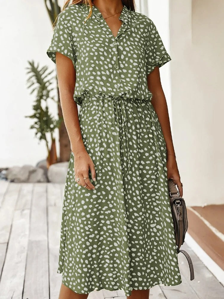 Louise | Button-Front Midi Dress – Soft, Relaxed & Effortless