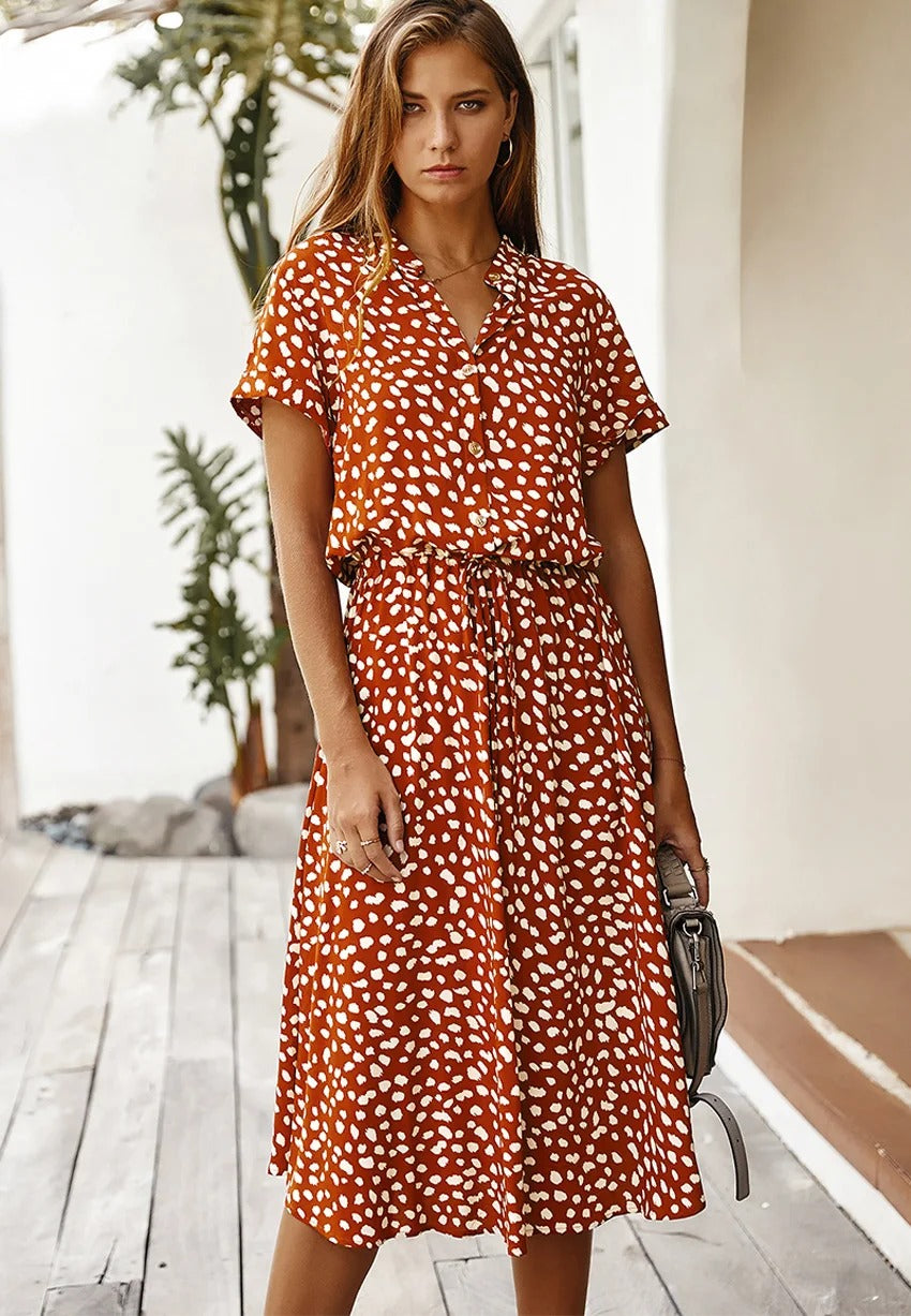 Louise | Button-Front Midi Dress – Soft, Relaxed & Effortless