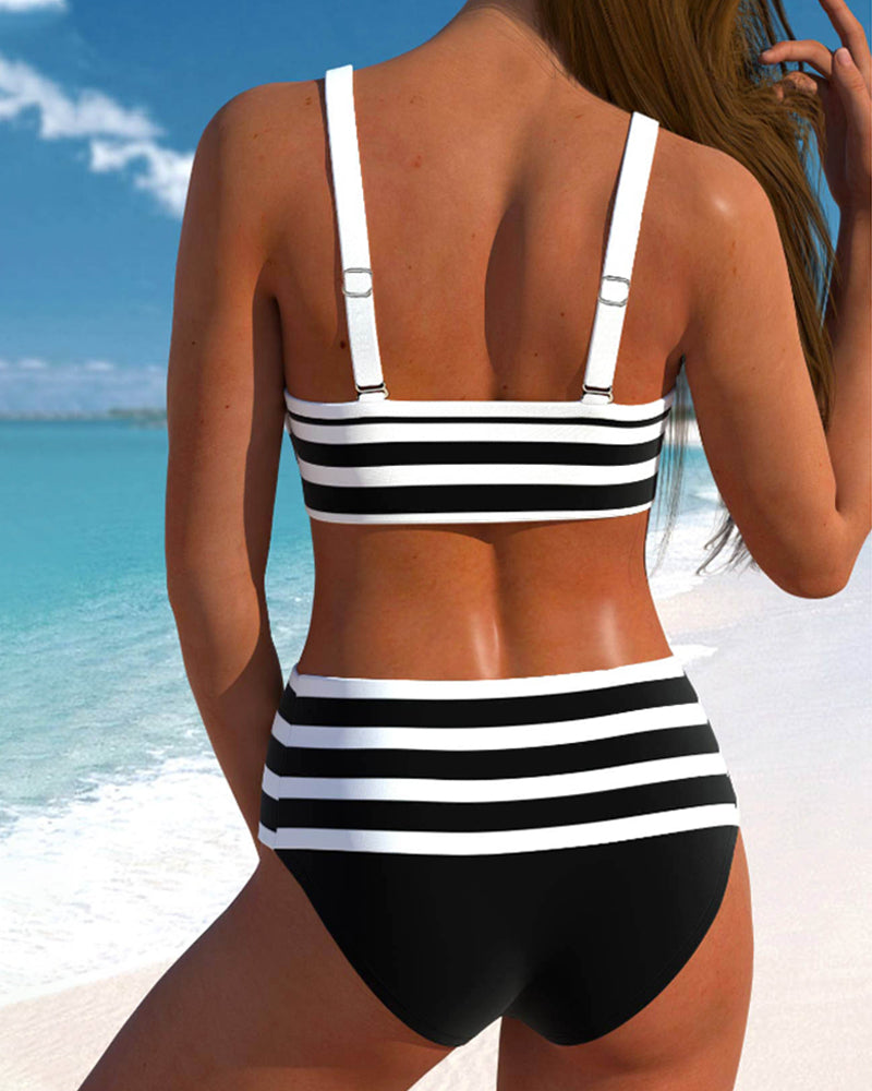 Regina | Striped High-Waisted Bikini