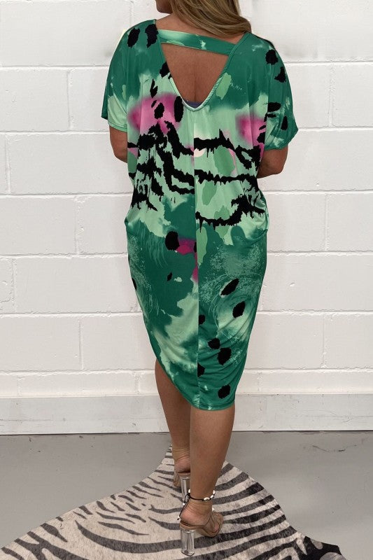 Julie | Vibrant Abstract Midi Dress – Relaxed, Flattering & Fun