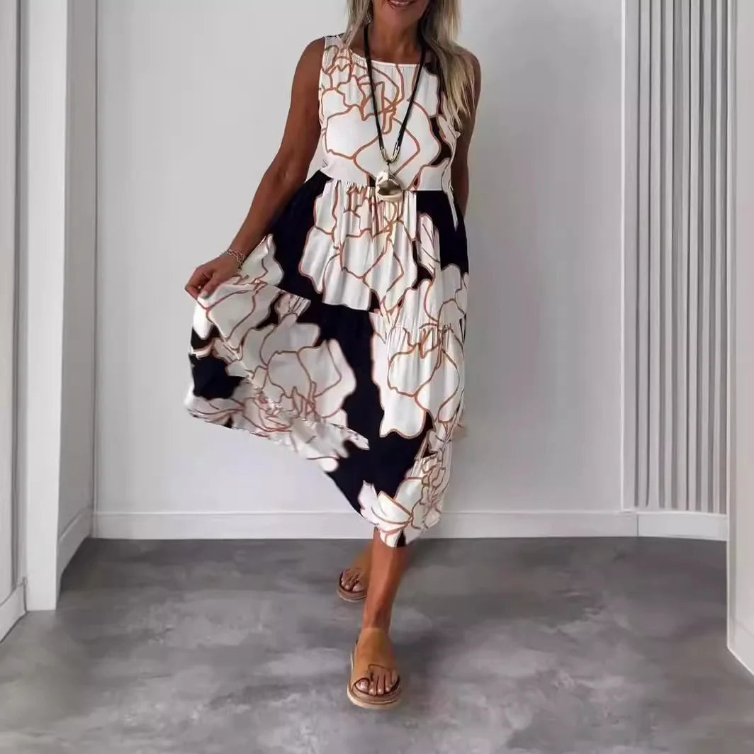 Chloe | Elegant Floral Midi Dress – Flowy, Flattering & Comfortable