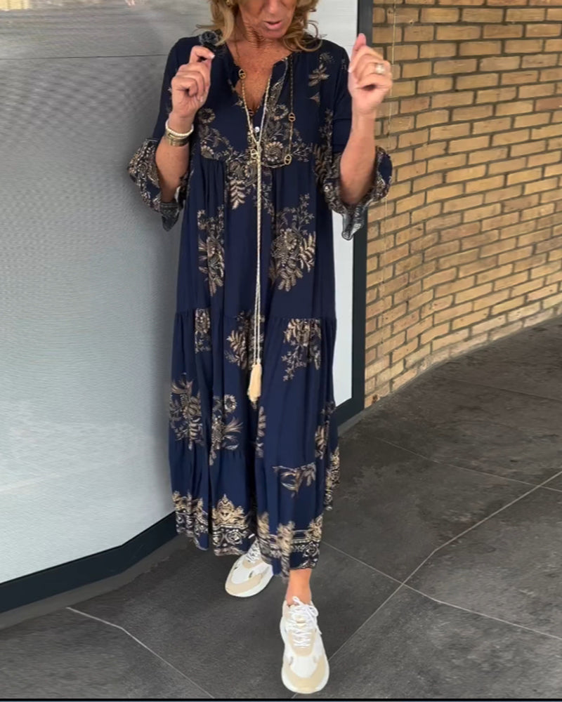 Alice | Navy Floral Maxi Dress – Soft, Flowy & Graceful