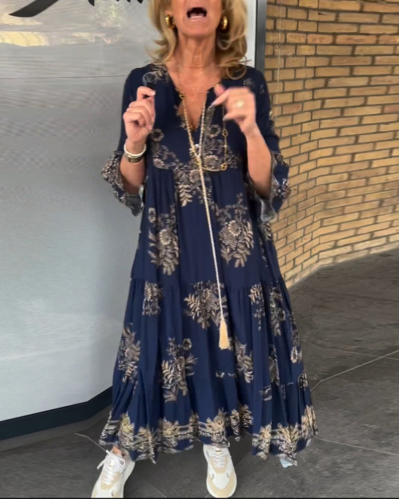 Alice | Navy Floral Maxi Dress – Soft, Flowy & Graceful