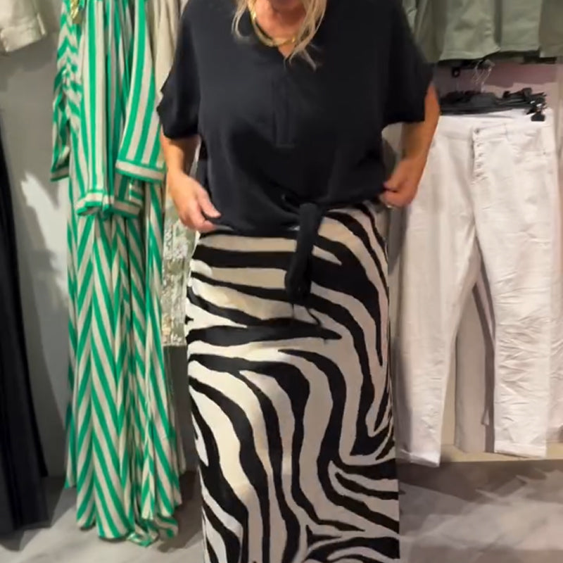 Monique | Knot Front Blouse & Midi Skirt Casual Set