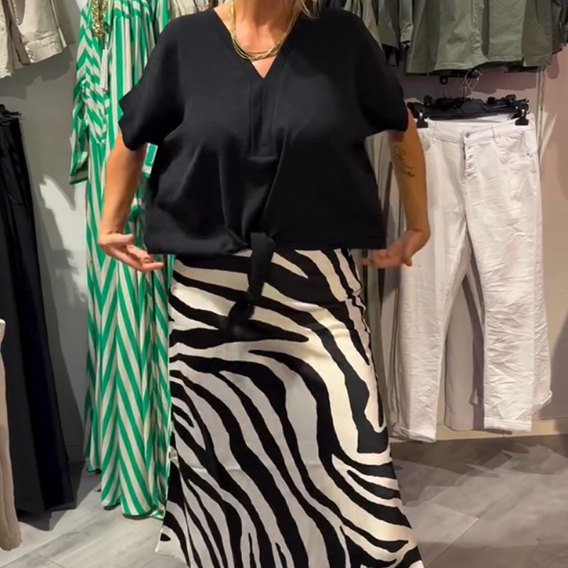 Monique | Knot Front Blouse & Midi Skirt Casual Set