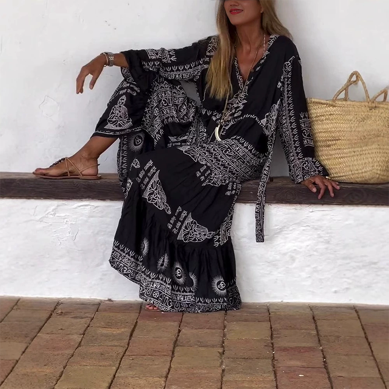 Kim | Black Boho Maxi Dress – Effortless, Flowy & Timeless