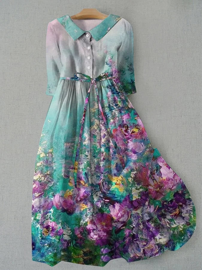 Michelle | Floral Dress with Waist Ties for Women