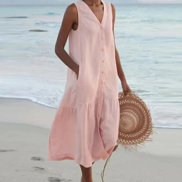 Luna | V-Neck Sleeveless Shirt Dress