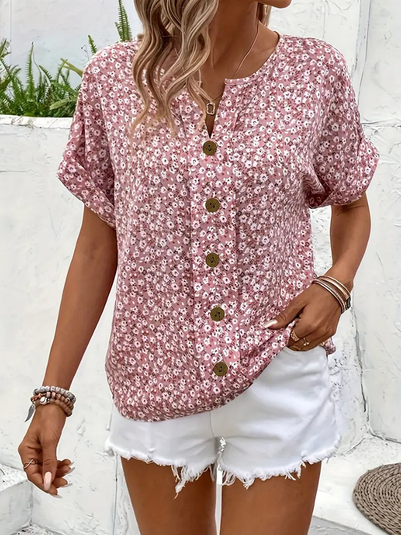 Debby | Floral Top with Buttons