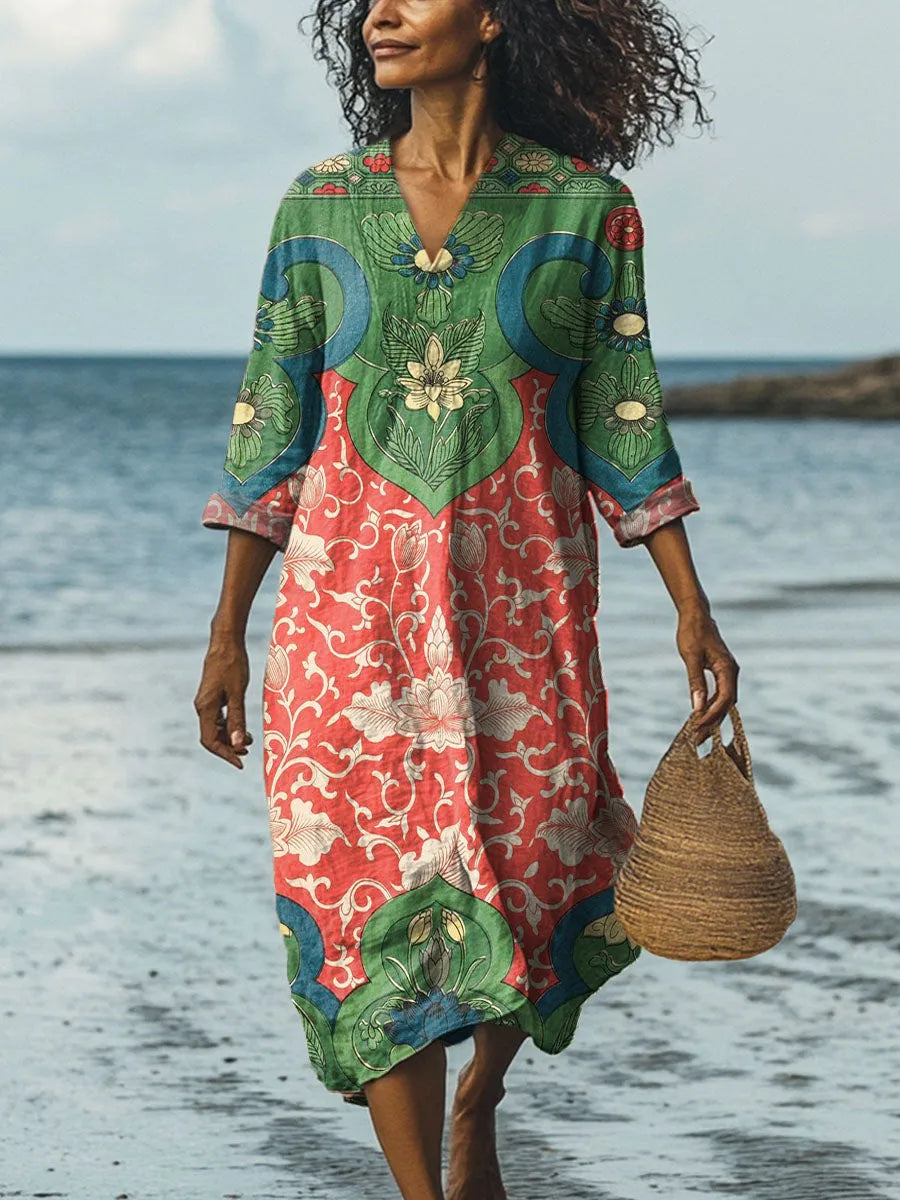 Anette – Vintage Floral Long Dress