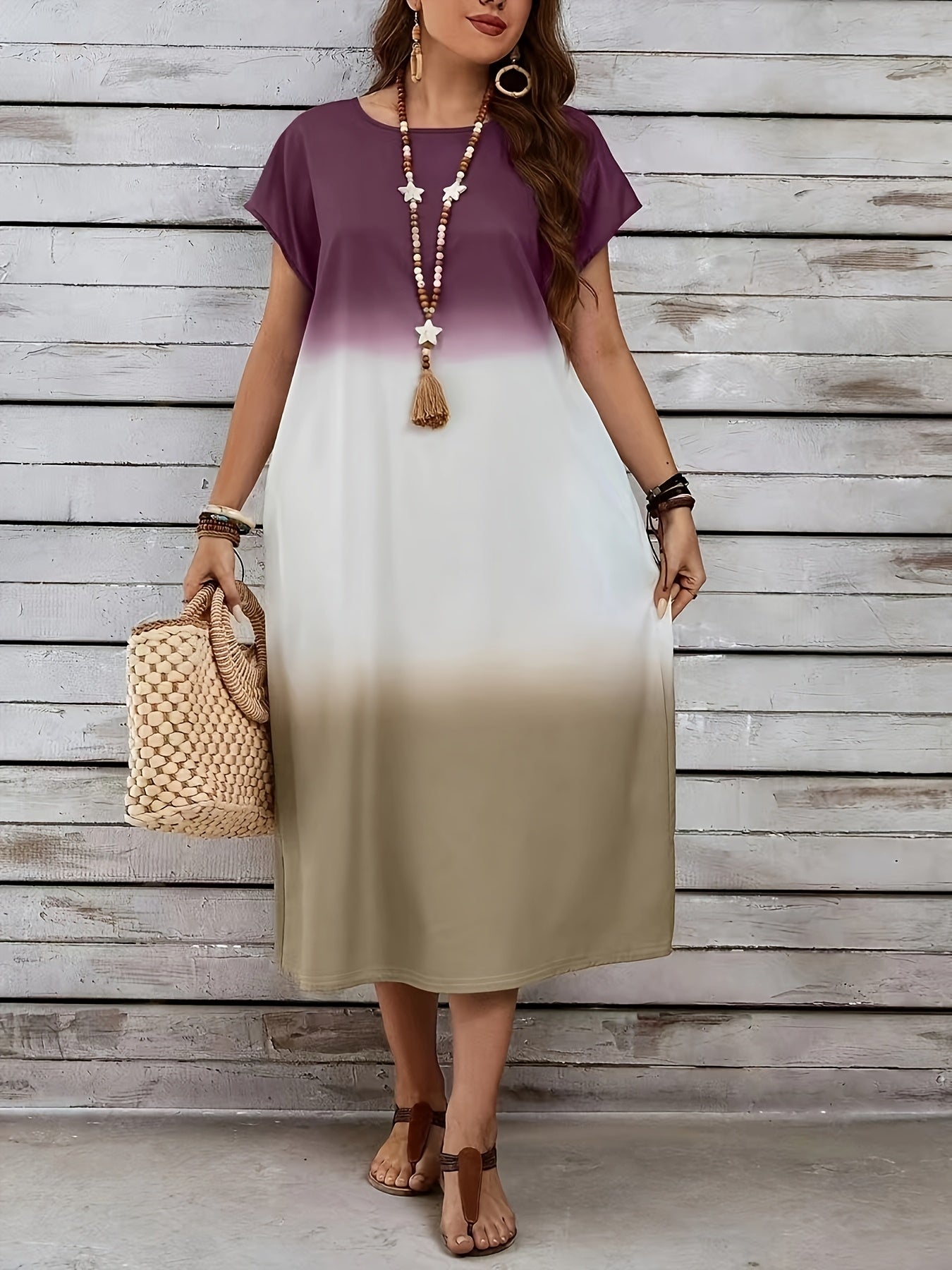 Randa | Elegant Big Sized  Ombre Maxi Dress – Lightweight, Flowy & Comfortable