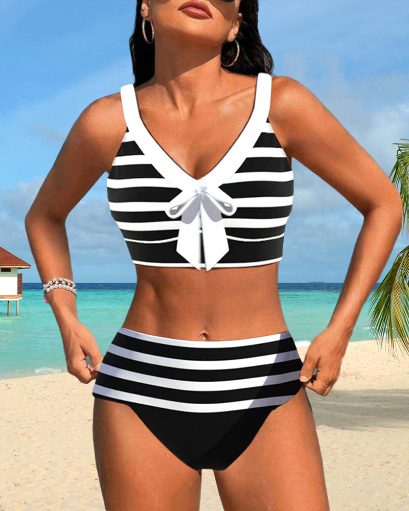 Regina | Striped High-Waisted Bikini