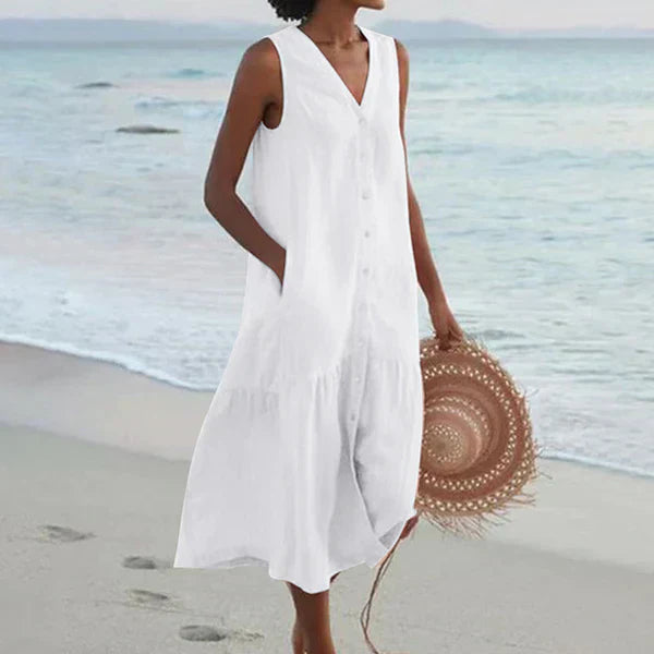 Luna | V-Neck Sleeveless Shirt Dress